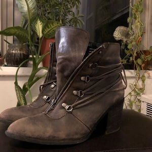 Lace- Back Distressed Booties